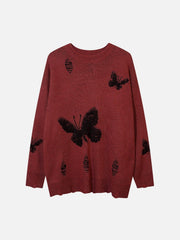 Butterflies Ripper Hole Knit Sweater