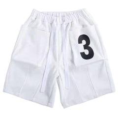 Multi Pockets Drawstring Numbers Shorts