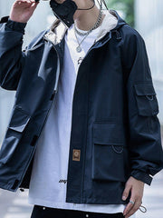 Solid Color Big Pocket Cargo Jacket
