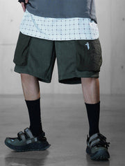 Patchwork Embroidery Cargo Shorts