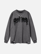Fuzzy Letters Cut Sweatshirt