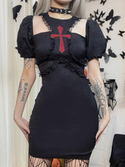 Appliqué Crucifix Lace Dress