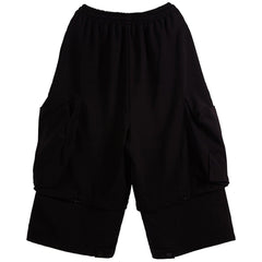 Dark Patchwork Fake Two Oversized Ankle-length Pants