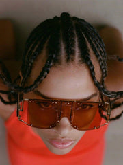Futuristic Y2K Punk Double Rivet Glasses