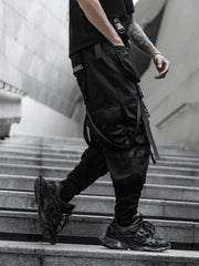 Webbing Dark Black Pants