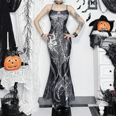 Mermaid Skeleton Gothic Maxi Dress