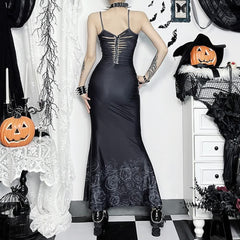 Mermaid Skeleton Gothic Maxi Dress