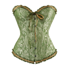 Moss Green Gothic Ruffle Trim Hourglass Overbust Corset