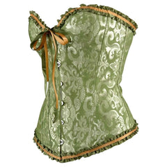 Moss Green Gothic Ruffle Trim Hourglass Overbust Corset