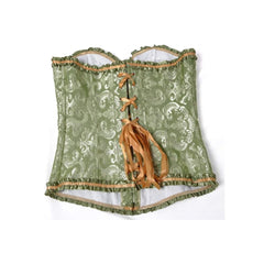 Moss Green Gothic Ruffle Trim Hourglass Overbust Corset