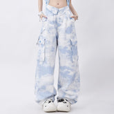 Mystic Blue Tie Dye Gothic Cargo Pants