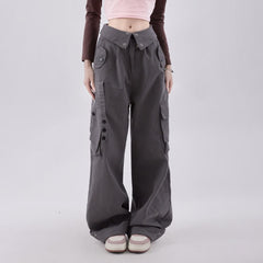 Pantalones cargo góticos gris místico