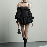 Off The Shoulder Bubble Dress With Puff Arm Sleeves