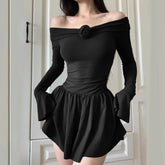 Off The Shoulder Long Sleeve Mini Dress