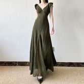 Olive Green Fairy Grunge Maxi Dress