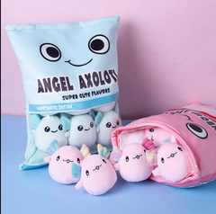 Una encantadora bolsa de mini peluches de ajolote