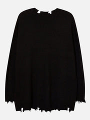 Irregular Ripped Skeleton Zipper Chain Knit Sweater