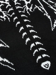 Dark Ripped Skeleton Letters Print Oversized Sweater