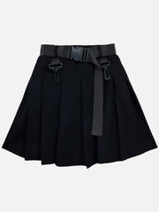 Techwear Personality Belt High Waist Pleated Skirt