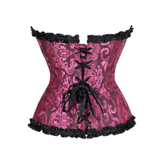 Persian Pink Gothic Ruffle Trim Hourglass Overbust Corset