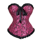 Persian Pink Gothic Ruffle Trim Hourglass Overbust Corset