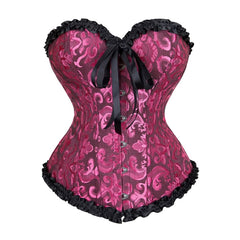Persian Pink Gothic Ruffle Trim Hourglass Overbust Corset