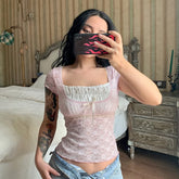 Pink Coquette Lace Top