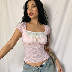 Pink Coquette Lace Top