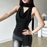 Plunge Neckline Sleeveless Top