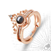 100 Languages I Love You Projection Crown Couple Ring