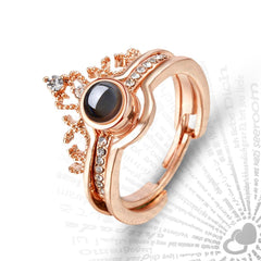 100 Languages I Love You Projection Crown Couple Ring