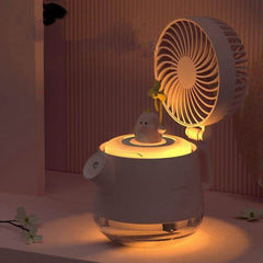 Portable Desktop Night Light Humidifier Fan