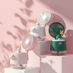 Portable Desktop Night Light Humidifier Fan