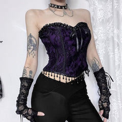 Purple Gothic Bandeau Corset Top