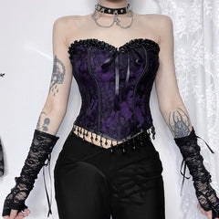Purple Gothic Bandeau Corset Top