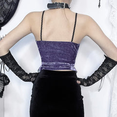 Top bustier de terciopelo con encaje gótico morado