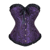 Purple Gothic Ruffle Trim Hourglass Overbust Corset