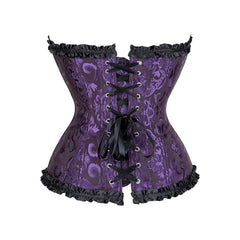 Purple Gothic Ruffle Trim Hourglass Overbust Corset