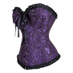 Purple Gothic Ruffle Trim Hourglass Overbust Corset