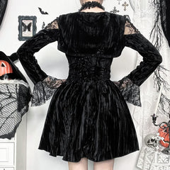 Red And Black Gothic Long Sleeve Mini Dress