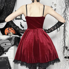 Red Velvet Vampire Gothic Lolita Mini Dress