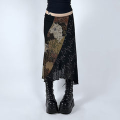 Falda midi alta y baja de encaje vintage retro