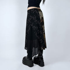 Falda midi alta y baja de encaje vintage retro