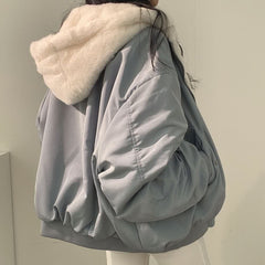 Reversible Faux Fur Hooded Baggy Jacket