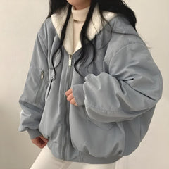 Reversible Faux Fur Hooded Baggy Jacket
