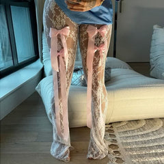 Flace-Hose mit Schleife und transparenter Spitze