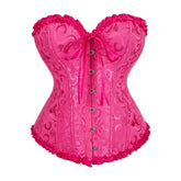 Roes Red Gothic Ruffle Trim Hourglass Overbust Corset
