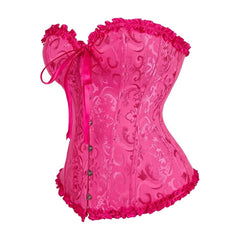 Roes Red Gothic Ruffle Trim Hourglass Overbust Corset