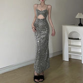 Sequin Cut Out Maxi Dress
