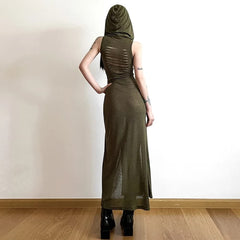 Sexy Gothic Witch Cut Out Back Slit Dress
